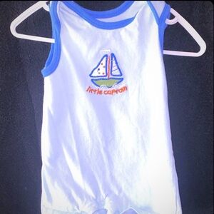 💞 New Infant & Baby Boy Size 0-3 Months "Baby Captain" Sail Boat Romper